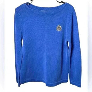 Lauren by Ralph Lauren Long Sleeve Logo Cotton Mens Pullover M Blue